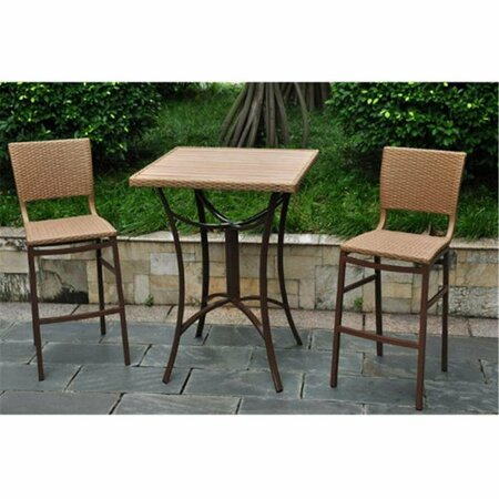 INTERNATIONAL CARAVAN 4210-SQ-ABN-S-6 Bardelona Resin Wicker Set of 6 Square Back Dining Chair - Light Brown 4210-SQ-6CH-ABN